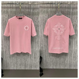 Ch hip-hop t shirts ch croo short-sleeved sanskrit horseshoe cross patch embroiderstripes round neck t-shirt american high street couple