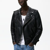 Men Motorcycle Jacket Faux Leather Motorcycle Jacket Jacket 3427/300