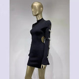 Women Dresses Sexy Party Dress Skirt Black Dress (Ont0408)