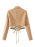 Women Suits Cropped Long Sleeve Suit Jacket