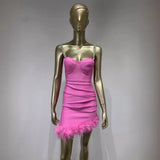 Women Dresses Bandage Dress Suspender Feather Dress (Ont0408)