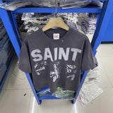 saint m t shirts s.m character & letter graphic crew neck pullover short sleeve t-shirt