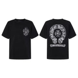 Ch hip-hop t shirts ch cross sanskrit horseshoe printing distressed hand-painted t-shirt short sleeve loosecasual american heavy weight