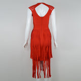 Women's Evening Dress Backless Tassel Dress Sleeveless Bandage Dress