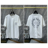 Ch hip-hop t shirts ch classic big horseshoe cross sanskrit short sleeve loosecasualpure cotton american heavy weight couple easiest for match