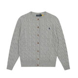 Macaron color rl ralph pony casualsweetcardigan women's fall and winter dopamine round neck cardiganknitting wool sweater
