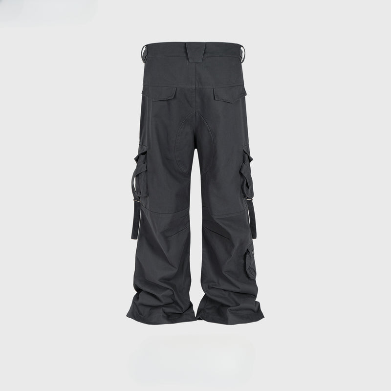MIJKO Men's Vintage Pants MIJKO overalls men's and women's wide-footed casual trousers