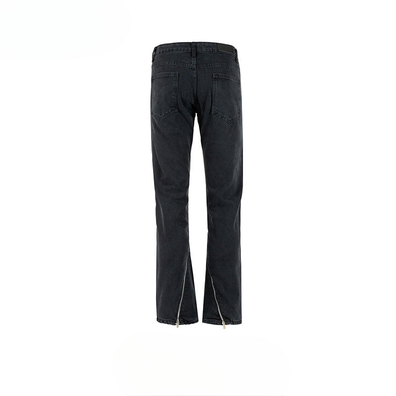 MIJKO Men's Vintage Pants MIJKO autumn and winter zipper trousers men's and women's wide feet