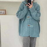Women Knitted Cardigan Hooded Cable-Knit Sweater Coat Female Autumn and Winter Loose Knitted Cardigan