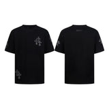 Ch hip-hop t shirts ch croo short-sleeved embroidered leather cross short-sleeved t-shirt loosecasualpure cotton american style heavy weight