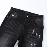 Purple Brand Jeans Black Paint Distressed Straight Jeans