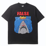 Hip-hop t-shirts: american spring/summer high street style, short-sleeve, unique shark print, loose fit, casual sports t-shirt