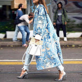 Women Trench Coat Autumn and Winter Loose Printed Woolen Coat Printed