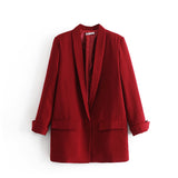 Women's Suits Apricot Blazer Women's Spring and Autumn Casual Suit Top