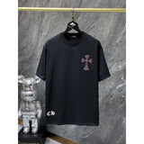 Ch hip-hop t shirts summerch crow heavy industry hot diamond horseshoe sanskrit letter cross short sleeve loosecasualpure cotton american style