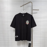Ch hip-hop t shirts ch short-sleeved sanskrit cross colorfulembroiderloosecasualpure cotton american heavy weight short-sleeved
