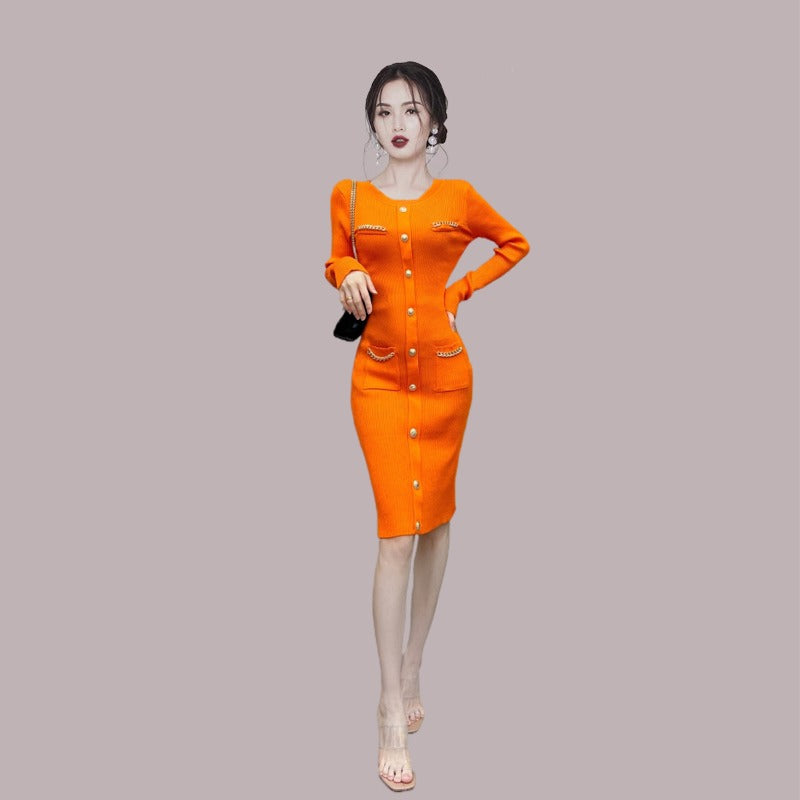 Women Maxi Dress Autumn and Winter Knitting Sheath Dress