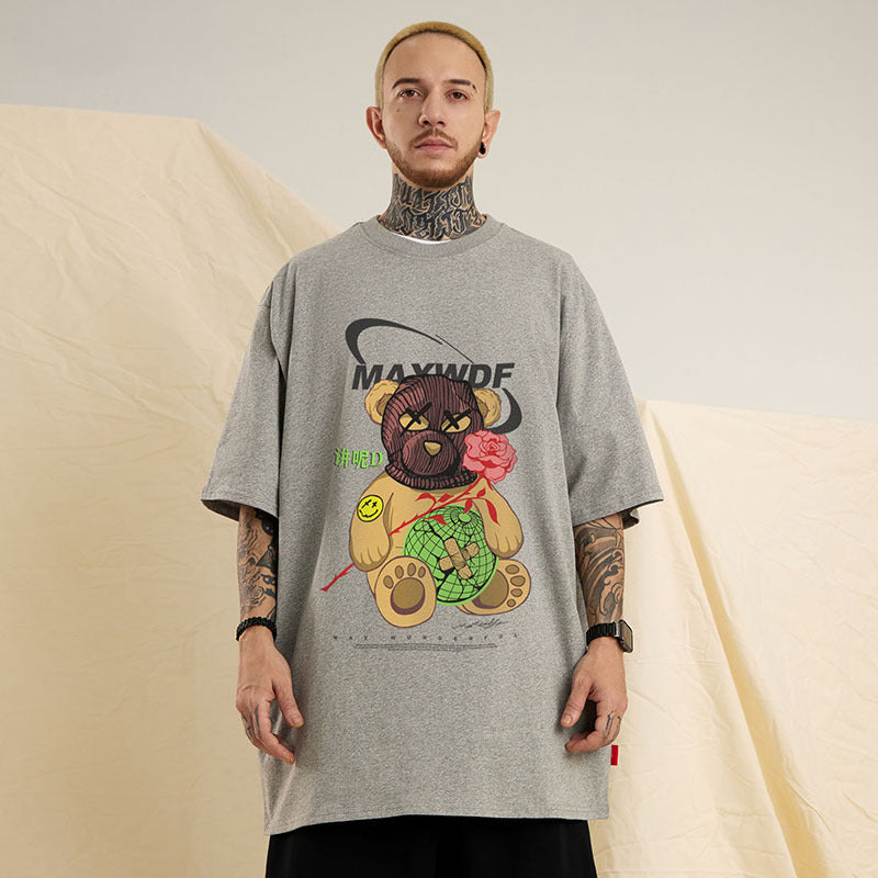 Men T Shirt Bear Fun Printing Couple Short Sleeve T-shirt