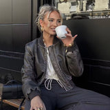 Women Leather Jacket Autumn Leisure Imitation Leather Flight Jacket PU Leather Coat