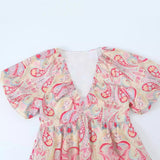 Women Dresses Summer Puff Sleeve V-neck Dress (Xds0414)