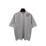 Ch hip-hop t shirts ch classic stripes patch embroidery couple short-sleeved loosecasualretropure cotton american heavy weight short-sleeved