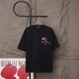 Ch hip-hop t shirts american ch short-sleeved cross patch embroidery loosecasualpure cotton american heavy weight