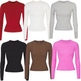 Women T-shirt Autumn Crew Neck Long Sleeve Turtleneck Top