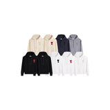 Ami aheoine hooded long sleeves couple hoodie loose heart fall and winter raglan sleeves patch embroidered sweatshirt