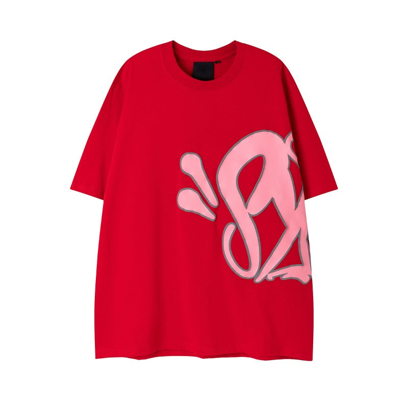 Hip-hop t-shirts: american high street style, short-sleeve, lettered, foam detail, relaxed fit, crew neck tee - new arrivals
