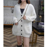 Women Knitwear Fall/Winter V-neck Sweater Coat Loose Knitted Cardigan