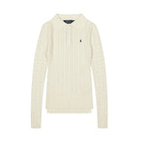 Rl ralph lauren pony knit sweater - women's autumn/winter button-down sweet socialite casual polo collar slim fit wool top