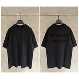 Ch hip-hop t shirts ch short-sleeved sanskrit letter patch embroiderloosecasualpure cotton american heavy weight short-sleeved