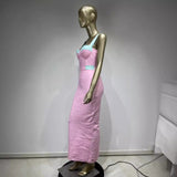 Women Dresses Bandage Long Dress Pink Elegant Party Dress Skirt (Ont0408)