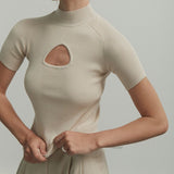 Women Knit Top Sexy Short Sleeve Knitwear Thread Knitted Top