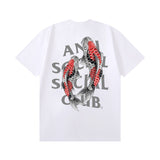 Hip-hop t-shirts: spring/summer high street trendy short sleeve letter carp print american retro short sleeve tee