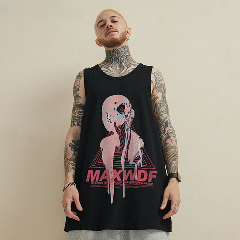 Men Vest Retro Sleeveless T-shirt