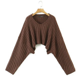 Women Sweater Knitwear Loose Batwing Sleeve Knitwear Sweater Cross Knitted Sheath Skirt Suit