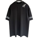 Ch hip-hop t shirts ch short-sleeved sanskrit letter printing cross embroidery loosecasualpure cotton american heavy weight