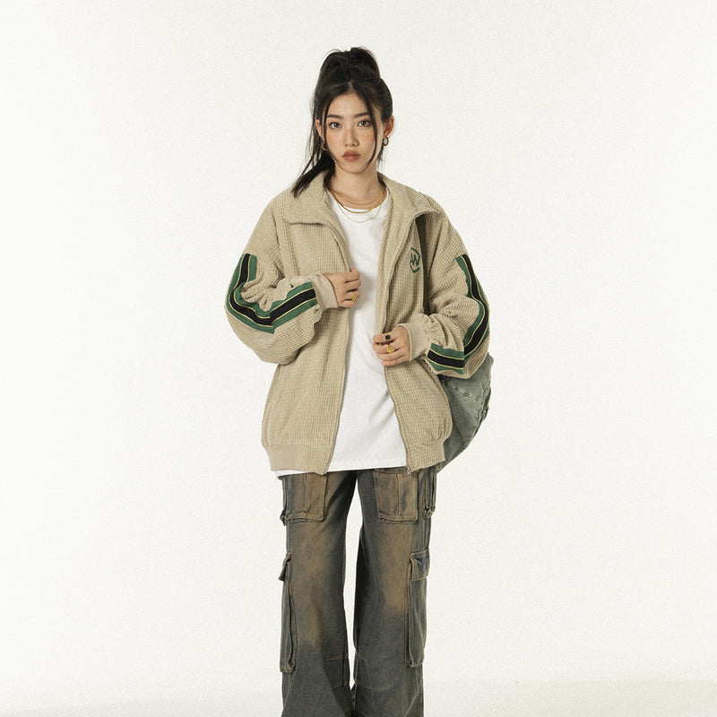 Unisex Jacket Fall Waffle Baseball Shirt