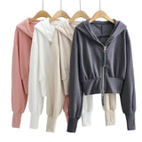 Women Jacket Double Zipper Patchwork Hoodie Women's Cardigan Jacket