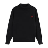 Ami araunriffall and wintertopspullover wool couplelong sleevesloose big heart high collar knitting shirt