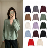 Ami arauneifknittingoutwearfall and wintercouplecardigan woolen heart high weight v neck