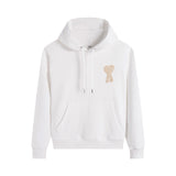 Ami aheoine hooded long sleeves couple hoodie loose heart fall and winter raglan sleeves patch embroidered sweatshirt