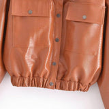 Women Leather Jacket Autumn Leisure Loose PU Leather Jacket Coat
