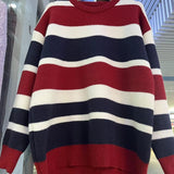 Women Knitted Pullover Autumn and Winter Striped Sweater Loose Top