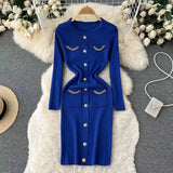 Women Maxi Dress Autumn and Winter Knitting Sheath Dress