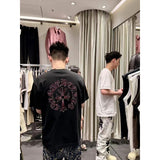 Ch hip-hop t-shirts: featuring a classic horseshoe flower design on the front and back, crafted with a trendy color gradient embroidery technique