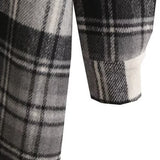Women Woolen Coat Autumn and Winter Woolen Plaid Shirt Loose Casual Long Shirt Coat