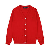 Macaron-colored little marafon rl knit cardigan - couple's v-neck wool top, relaxed fit outerwear for autumn and winter