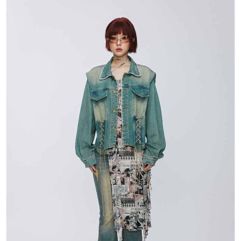 Unisex Jacket Retro Washed Denim Jacket Coat